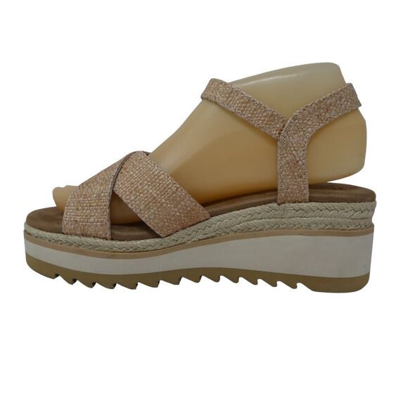 Toms Noelani Tan Open Toe Platform Wedge Heel Sandals - Picture 3 of 13